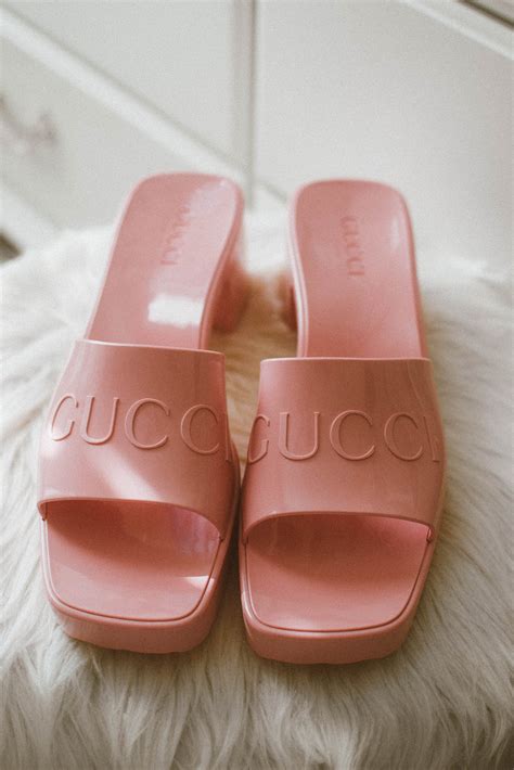 gucci pink rubber slide sandal|Gucci women's rubber slide sandal.